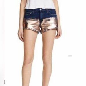 L'AGENCE womens blue denim gold metallic Zoe Le Vintage shorts size 26 NWOT